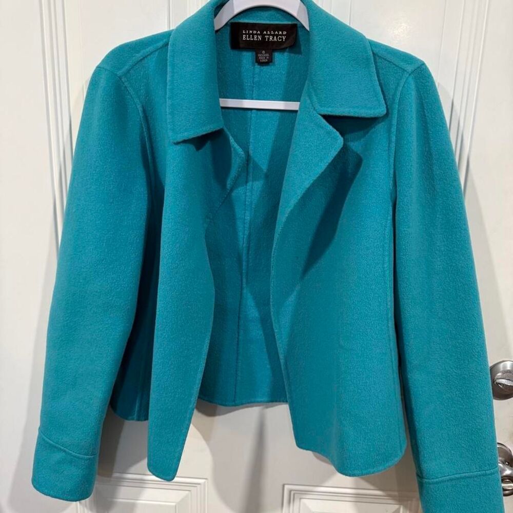 Linda Allard Ellen Tracy 100% Wool Short Jacket in Teal
